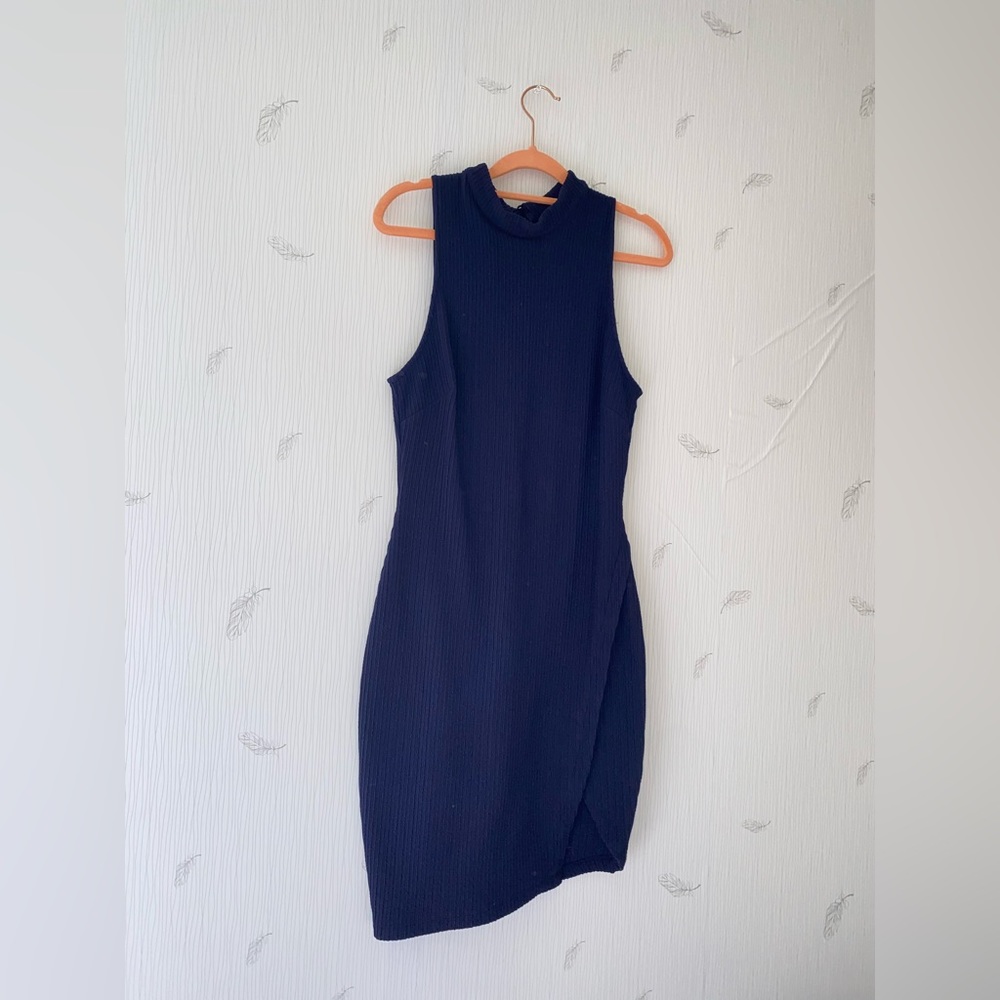 ASTR The Label Navy Ribbed Bodycon Dress